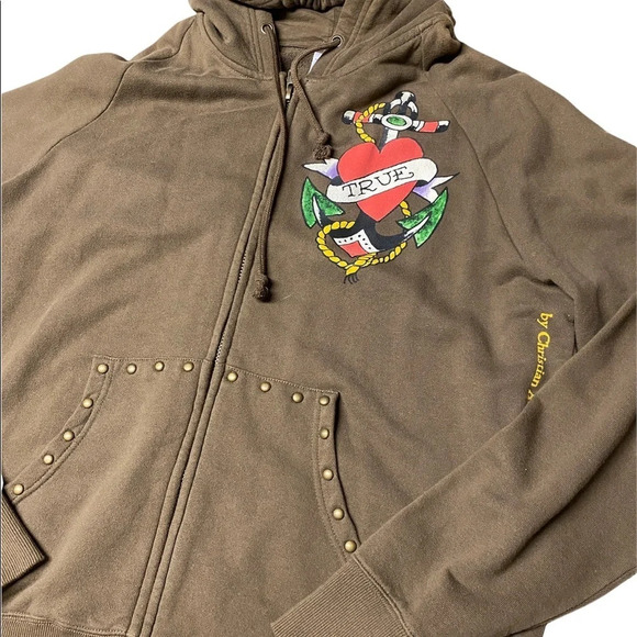 Christian Audigier Ed Hardy Save Our Beaches Surf Mob Zip Hoodie Sz XL - Picture 2 of 6